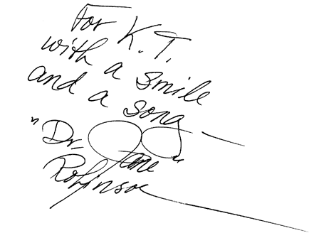 Dr. Jane's autograph.